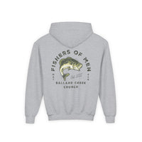 Load image into Gallery viewer, (YOUTH) BCC Fishers of Men Hoodie (Front &amp; Back Design) - Gildan
