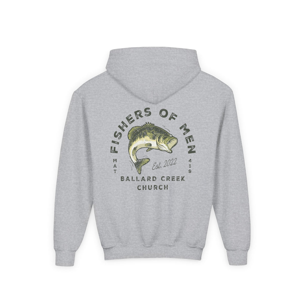 (YOUTH) BCC Fishers of Men Hoodie (Front & Back Design) - Gildan